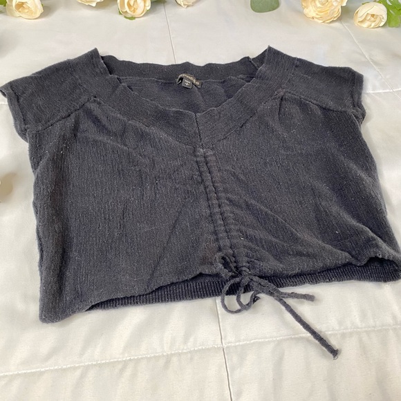 Women's Express Black Scrunch Up Crop Top (Sz.S) - Picture 2 of 4